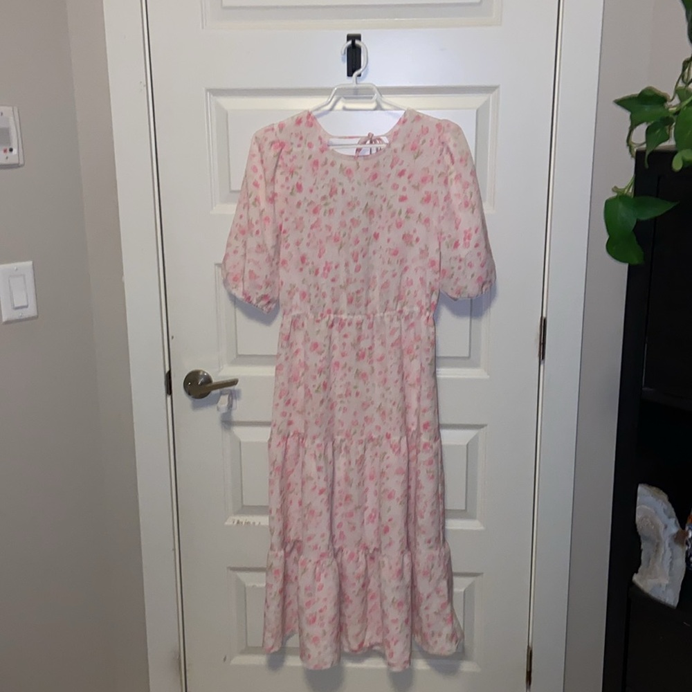 ONLY Mira Floral Tie-Back Midi Babydoll Dress - Picture 15 of 15